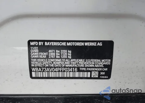 2023 BMW 430I Gran Coupe xDrive z USA, uszkodzony, nr VIN WBA73AV04PFP03416